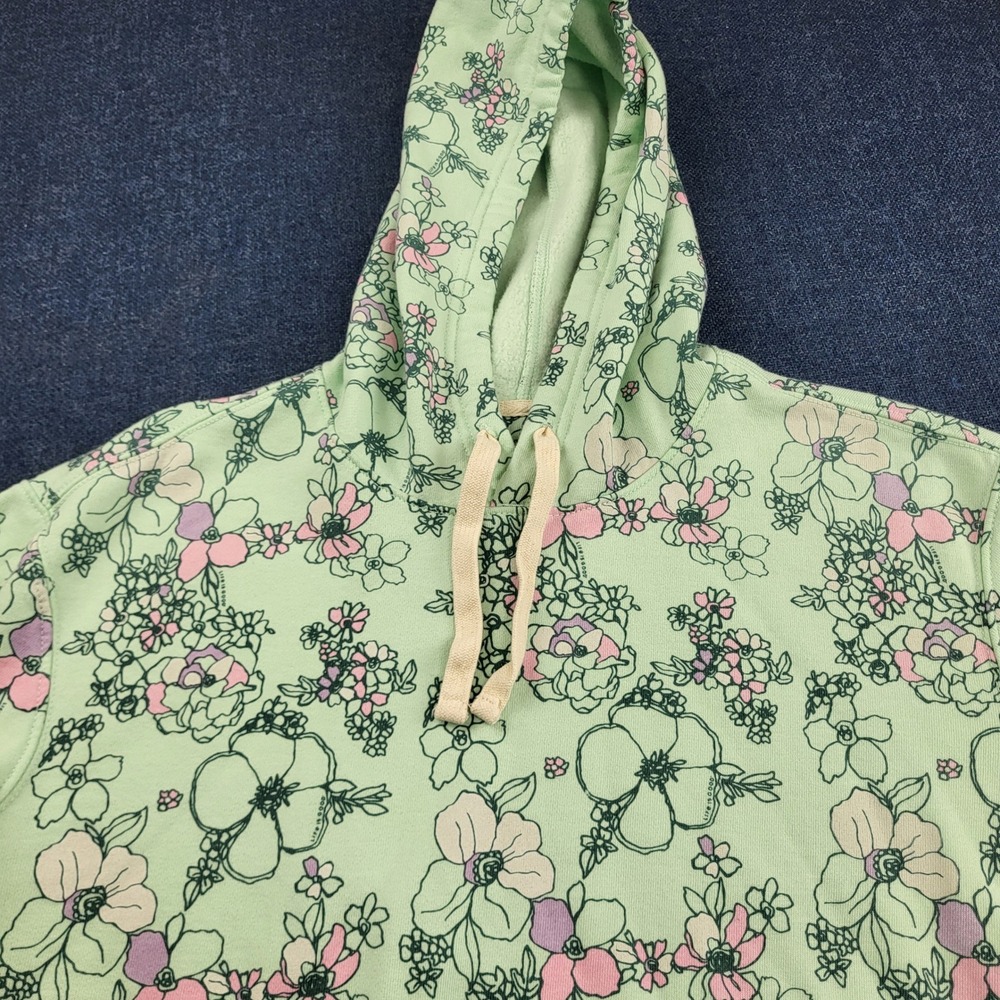 Life Is Good Womens Large Mint Green Floral Cotton Fleece Pullover Hoodie L - Picture 6 of 12